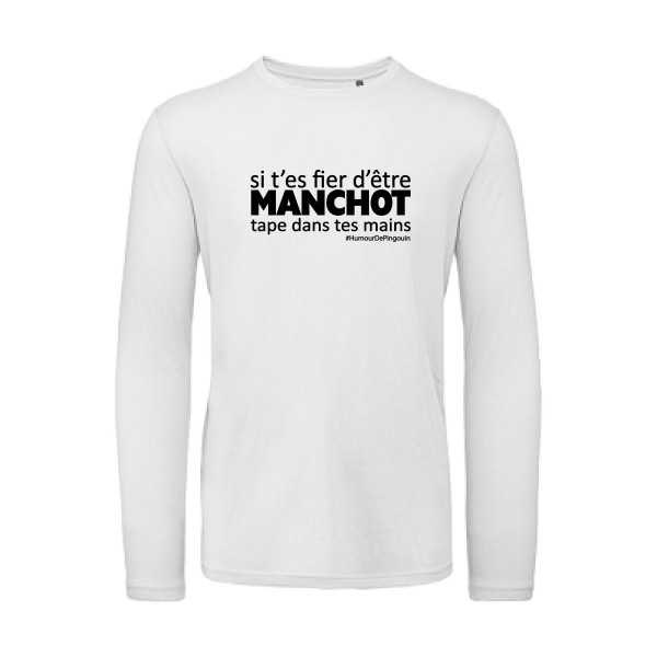 Manchot-T-shirt bio manches longues drôle - B&C - T Shirt organique manches longues- Thème humour - 