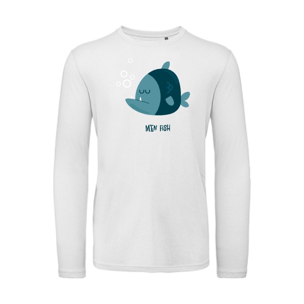 M'en fish - T-shirt bio manches longues fun pour Homme -modèle B&C - T Shirt organique manches longues - thème humour et enfance -