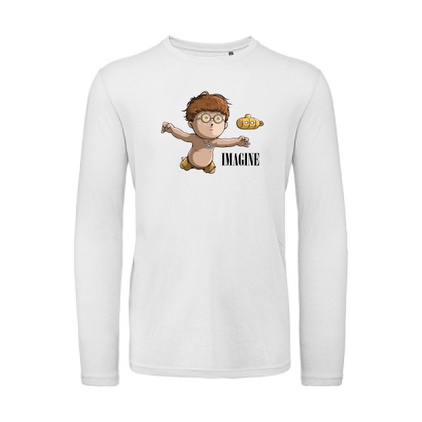 Imagine... - T-shirt bio manches longues humoristique pour Homme -modèle B&C - T Shirt organique manches longues - thème rock et parodie -