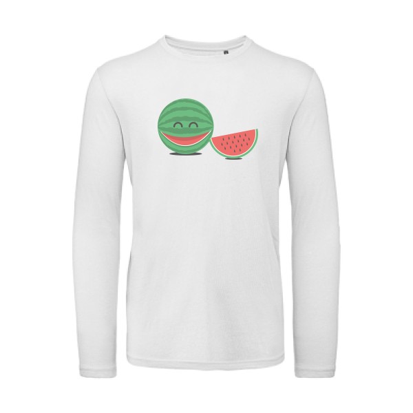 TRANCHE DE RIGOLADE -T-shirt bio manches longues rigolo imprimé Homme -B&C - T Shirt organique manches longues -Thème humour enfantin -