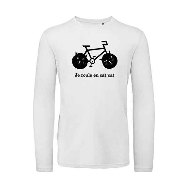cat-cat bike - T-shirt bio manches longues humour velo - Thème t shirt  et sweat  original pour  Homme -