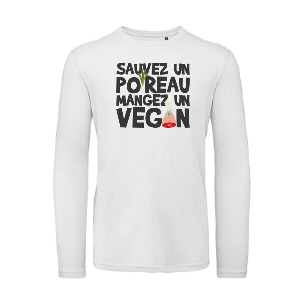 vegan poireau -B&C - T Shirt organique manches longues - Tee-shirts message Homme -