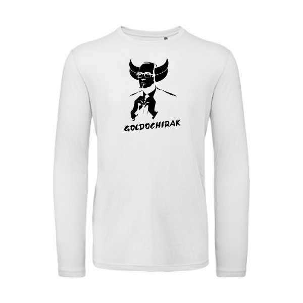 Goldochirak - T-shirt bio manches longues amusant pour Homme -modèle B&C - T Shirt organique manches longues - thème parodie et politique -