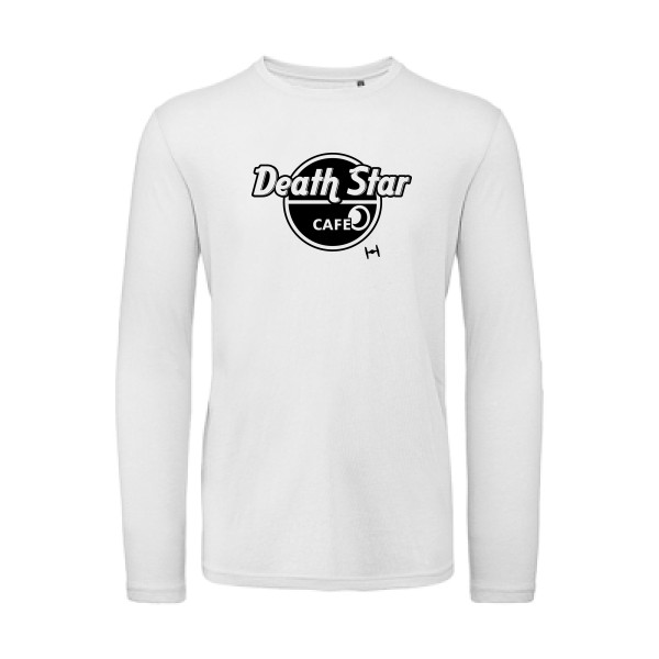DeathStarCafe - T-shirt bio manches longues dark pour Homme -modèle B&C - T Shirt organique manches longues - thème parodie et marque-