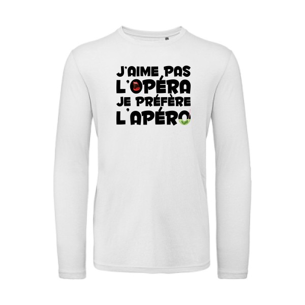 opérapéro - T-shirt bio manches longues apéro Homme - modèle B&C - T Shirt organique manches longues -thème humour alcool -