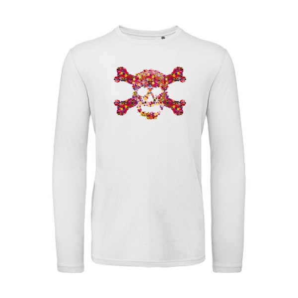 Floral skull -Tee shirt Tête de mort -B&C - T Shirt organique manches longues