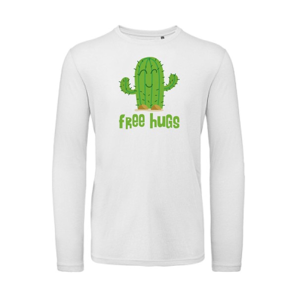 FreeHugs- T-shirt bio manches longues Homme - thème tee shirt humoristique -B&C - T Shirt organique manches longues -