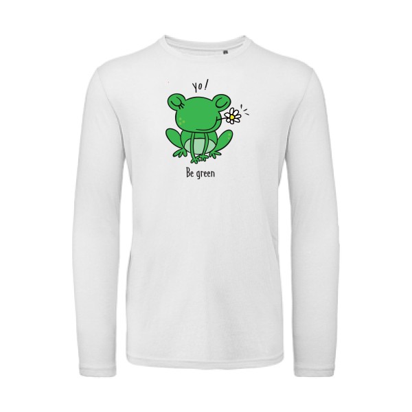 Be Green  - Tee shirt humoristique Homme - modèle B&C - T Shirt organique manches longues - thème humour et animaux -