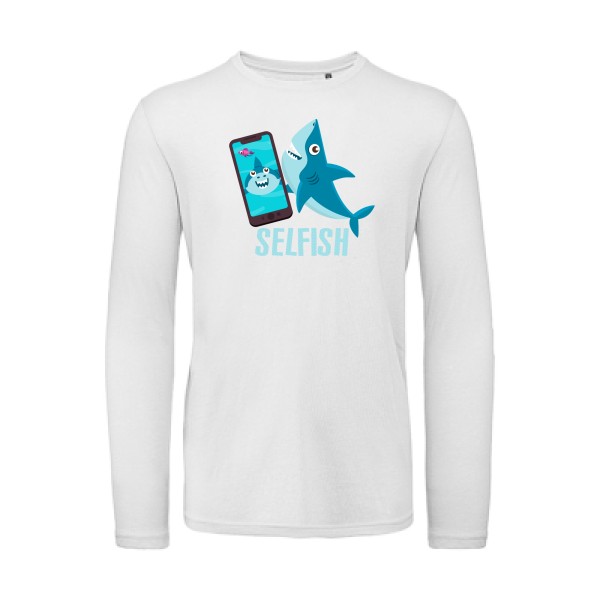 Selfish - T-shirt bio manches longues Geek pour Homme -modèle B&C - T Shirt organique manches longues - thème humour Geek -