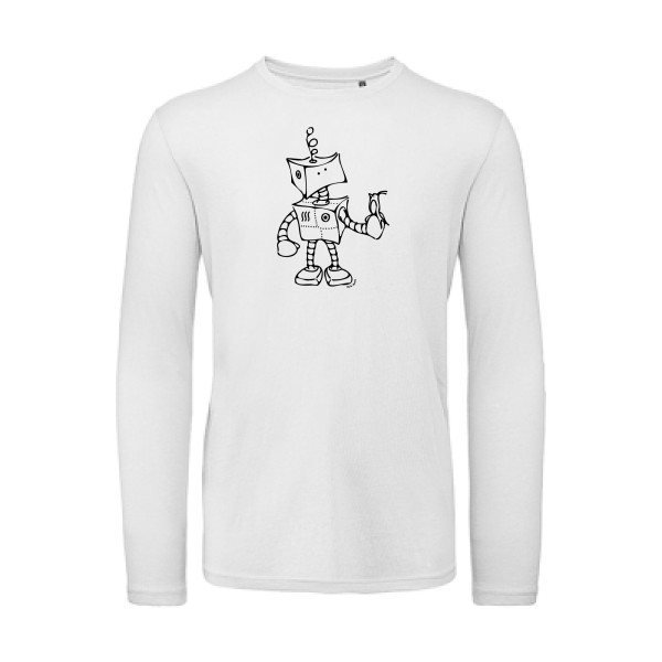 Robot & Bird - modèle B&C - T Shirt organique manches longues - geek humour - thème tee shirt et sweat geek -