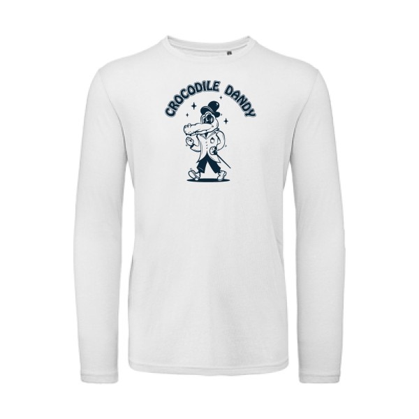 Crocodile dandy - T-shirt bio manches longues rigolo Homme - modèle B&C - T Shirt organique manches longues -thème cinema et parodie -
