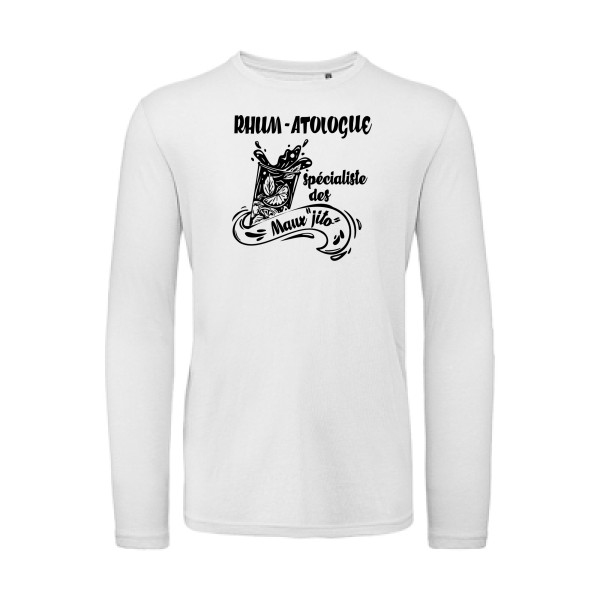 Rhum-atologue - B&C - T Shirt organique manches longues Homme - T-shirt bio manches longues musique - thème humour et alcool -
