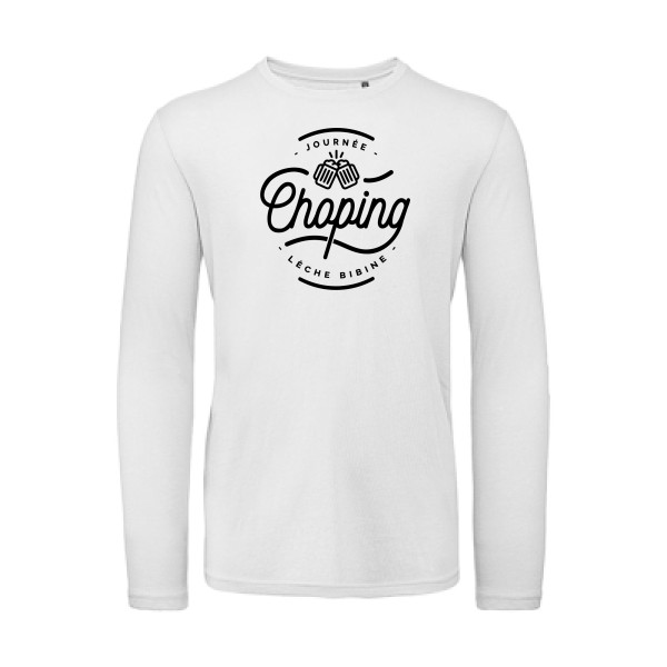 Journée Choping -T-shirt bio manches longues bière - Homme -B&C - T Shirt organique manches longues -thème alcool humour - 