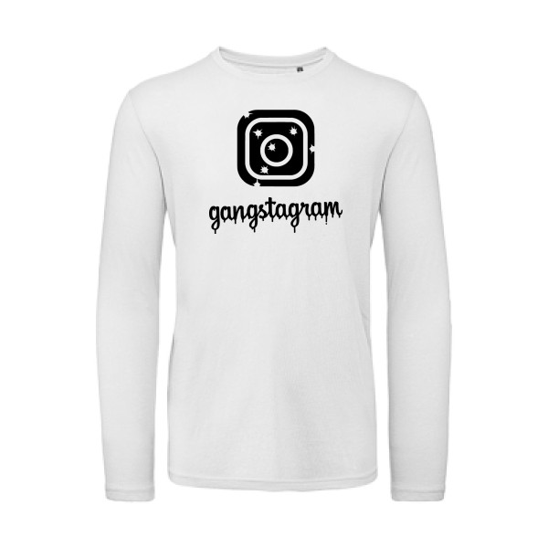 GANGSTAGRAM - T-shirt bio manches longues geek pour Homme -modèle B&C - T Shirt organique manches longues - thème parodie et geek -