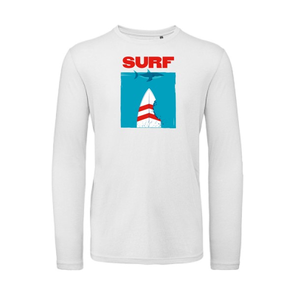 SURF -T-shirt bio manches longues sympa  Homme -B&C - T Shirt organique manches longues -thème  surf -