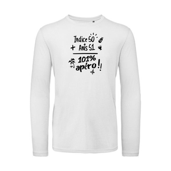 T-shirt bio manches longues - B&C - T Shirt organique manches longues - 101 pourcent apéro !!