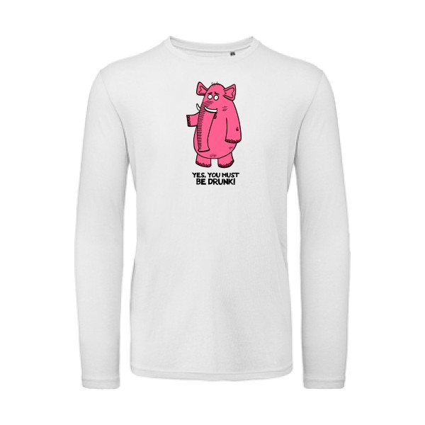 T-shirt bio manches longues original  Homme - Pink elephant -