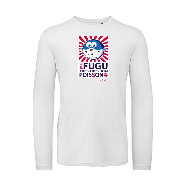 Fugu - T-shirt bio manches longues trés marrant Homme - modèle B&C - T Shirt organique manches longues -thème burlesque -