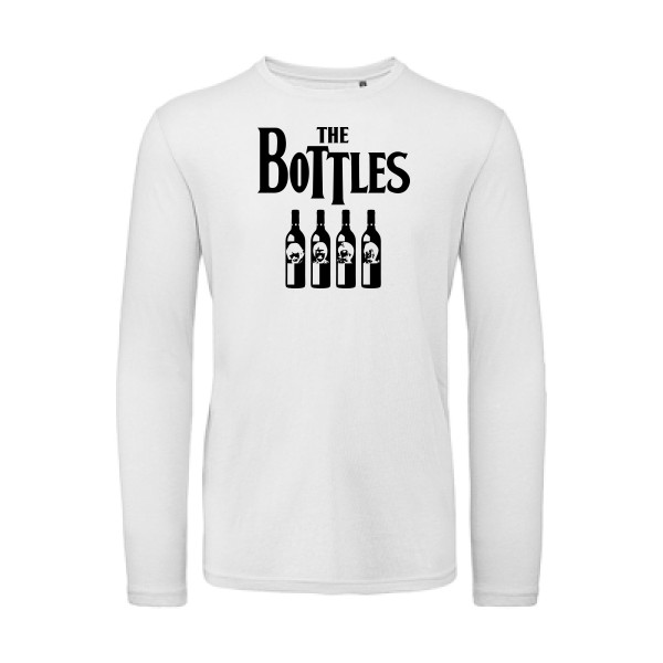 The Bottles - T-shirt bio manches longues parodie  pour Homme - modèle B&C - T Shirt organique manches longues - thème parodie et musique vintage -