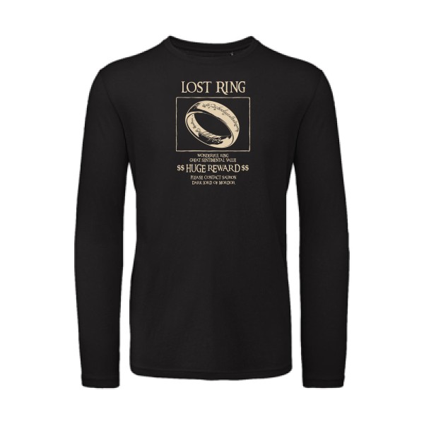 Lost Ring - T-shirt bio manches longues  parodie - modèle B&C - T Shirt organique manches longues -thème parodie et cinema -