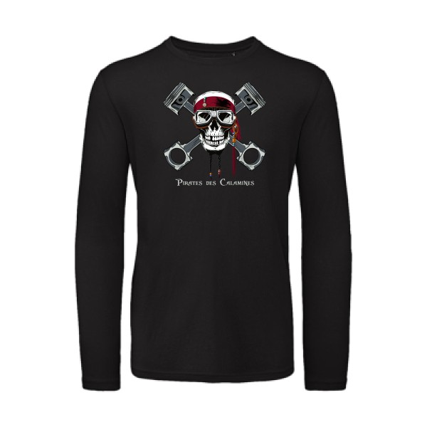 Pirates des Calamines - T-shirt bio manches longues original Homme  -B&C - T Shirt organique manches longues - Thème parodie cinema -