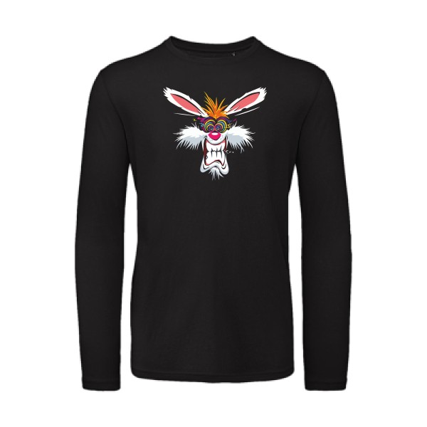 Rabbit  - Tee shirt humoristique Homme - modèle B&C - T Shirt organique manches longues - thème graphique -