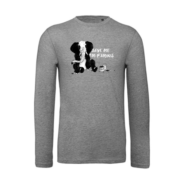 pandaléphant- T-shirt bio manches longues imprimé original -B&C - T Shirt organique manches longues
