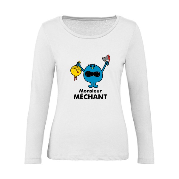 Monsieur Méchant - T-shirt femme bio manches longues drôle - modèle B&C - Inspire LSL women  -thème bande dessinée -