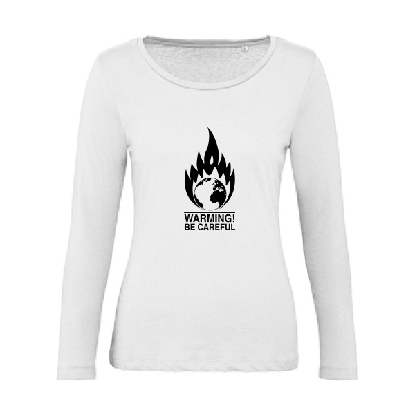 Global Warning - T-shirt femme bio manches longues Femme imprimé- B&C - Inspire LSL women  - thème design imprimé -