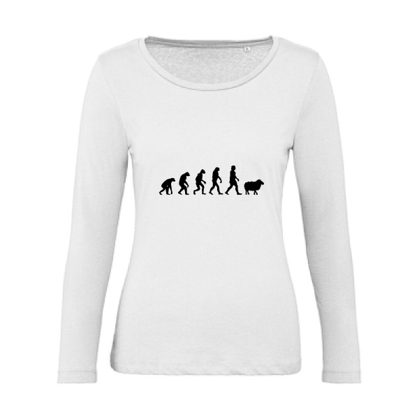 PanurgeEvolution - T-shirt femme bio manches longues évolution Femme - modèle B&C - Inspire LSL women  -thème humour -