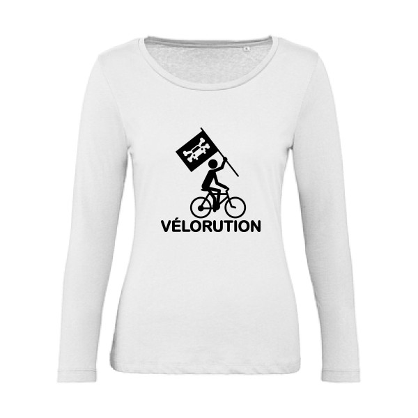 Vélorution- T-shirt femme bio manches longues Femme - thème velo et humour -B&C - Inspire LSL women  -