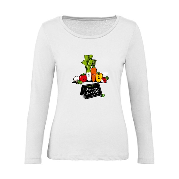 Potage du Chef - T-shirt femme bio manches longues rigolo Femme - modèle B&C - Inspire LSL women  -thème humour cuisine et top chef-