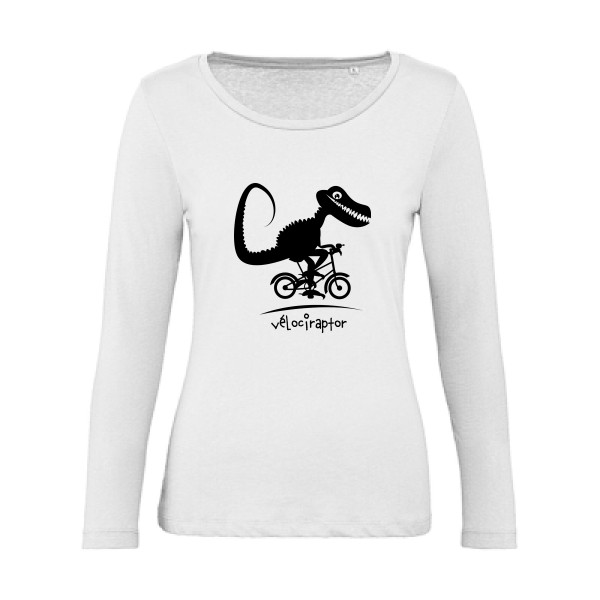 vélociraptor -T-shirt femme bio manches longues rigolo- Femme -B&C - Inspire LSL women  -thème  humour dinausore - 