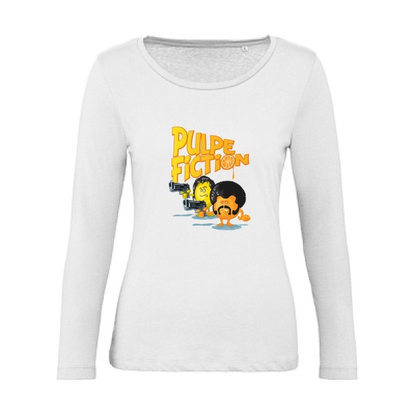 Pulpe Fiction -T-shirt femme bio manches longues Femme humoristique -B&C - Inspire LSL women  -Thème humour et cinéma -