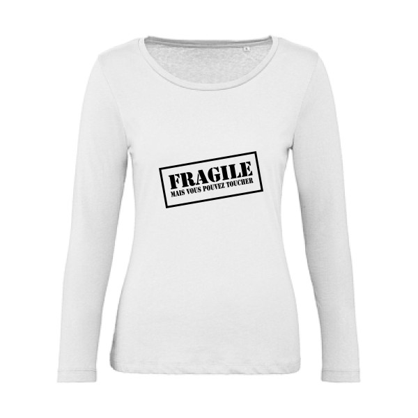 FRAGILE - T-shirt femme bio manches longues original Femme - modèle B&C - Inspire LSL women  -thème monde -
