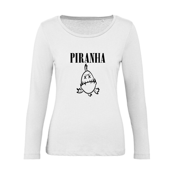 T-shirt femme bio manches longues original Femme  - Piranha - 