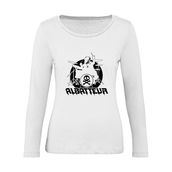 ALBATTEUR - T-shirt femme bio manches longues rock pour Femme -modèle B&C - Inspire LSL women  - thème vintage et musique -