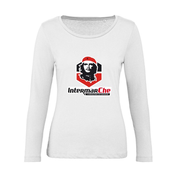 IntermarCHE - T-shirt femme bio manches longues detournement Femme - modèle B&C - Inspire LSL women  -thème revolution et parodie -