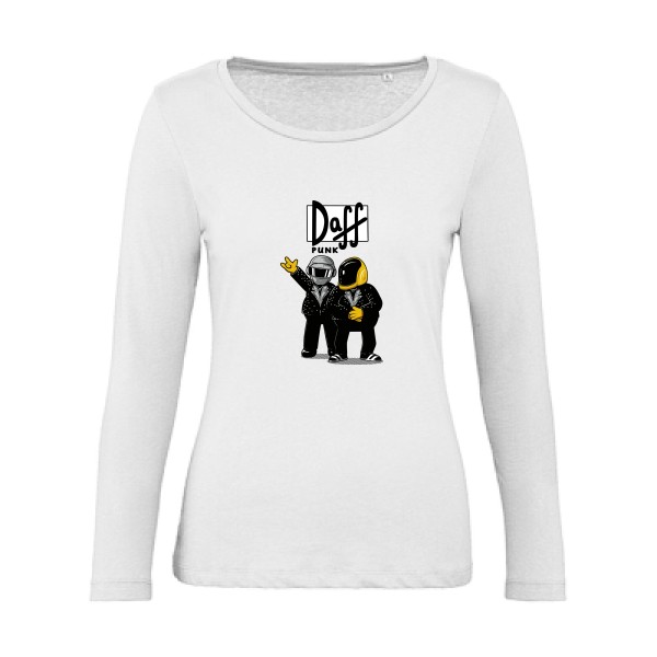 Duff Punk - T-shirt femme bio manches longues rétro Femme - modèle B&C - Inspire LSL women  -thème dj et  vintage -
