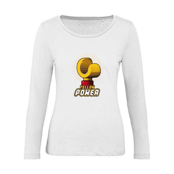 Yellow Power -T-shirt femme bio manches longues parodie marque - B&C - Inspire LSL women 