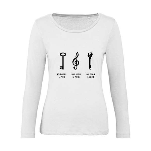 La clé pour.. - modèle B&C - Inspire LSL women  - T-shirt femme bio manches longues original  Femme - thème humour potache -