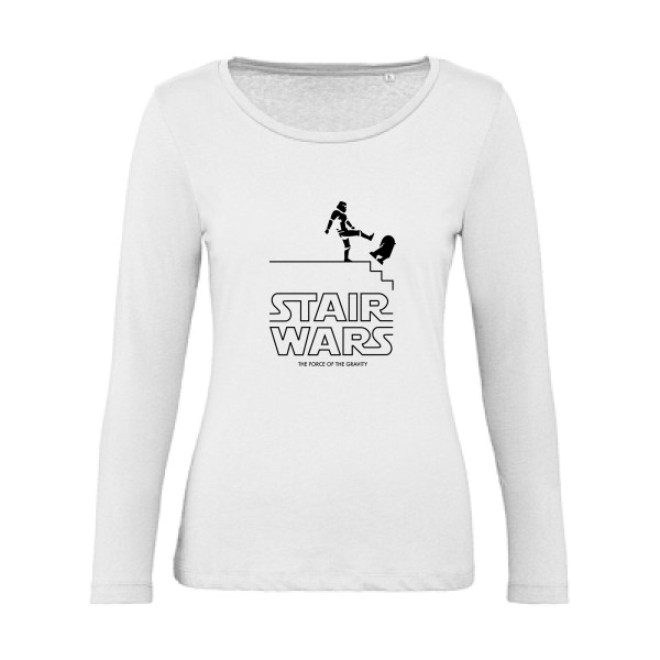 STAIR WARS -T-shirt femme bio manches longues humour Femme -B&C - Inspire LSL women  -thème parodie star wars -