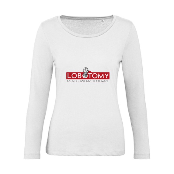 Lobotomy - T-shirt femme bio manches longues geek Femme  -B&C - Inspire LSL women  - Thème geek et gamer -