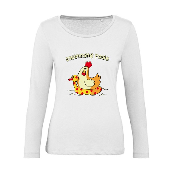swimming poule - T-shirt femme bio manches longues rigolo Femme - modèle B&C - Inspire LSL women  -thème burlesque -