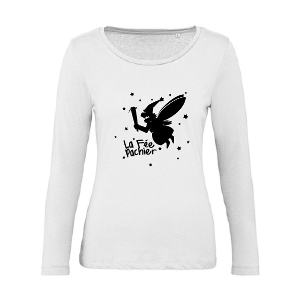 La Fée Pachier - T-shirt femme bio manches longues humoristique pour Femme -modèle B&C - Inspire LSL women  - thème humour et parodie -