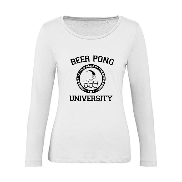 Beer Pong - T-shirt femme bio manches longues Femme geek  - B&C - Inspire LSL women  - thème geek et gamer