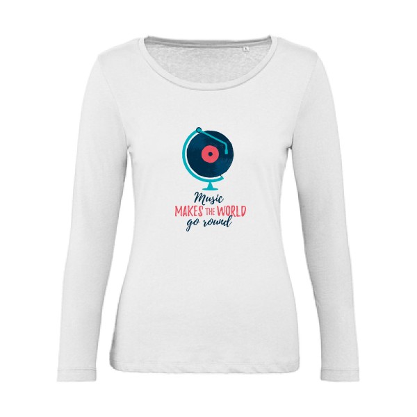 Music - B&C - Inspire LSL women  -modèle T-shirt femme bio manches longues musique -thème Dj -