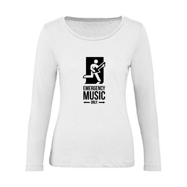EMERGENCY - T-shirt femme bio manches longues  rock Femme - modèle B&C - Inspire LSL women  -thèmehumour et musique -