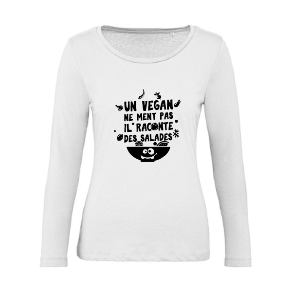 T-shirt femme bio manches longues original Femme  - Un vegan ne ment pas - 
