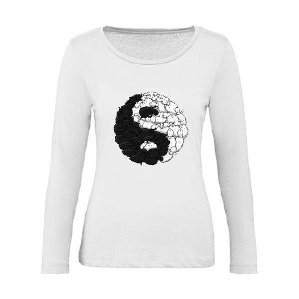 Mouton Yin Yang - Tee shirt humoristique Femme - modèle B&C - Inspire LSL women  - thème zen -